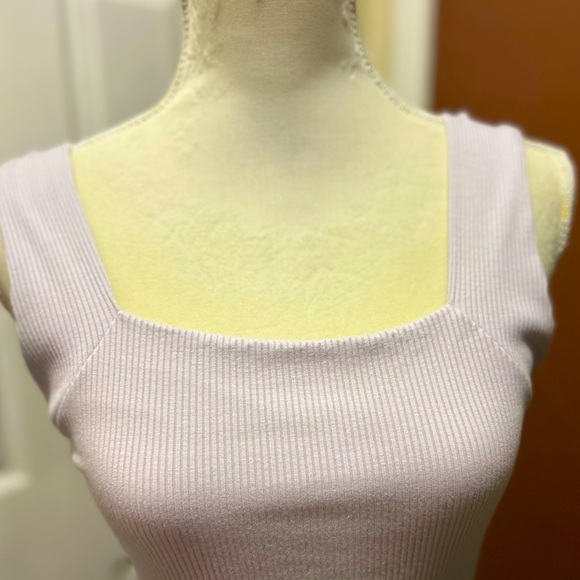 Lulus Lilac Square Neck Ribbed Midi Slit Bodycon Dress - Picture 6 of 6